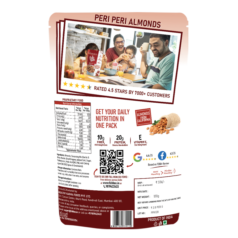peri peri almonds product back cover packet