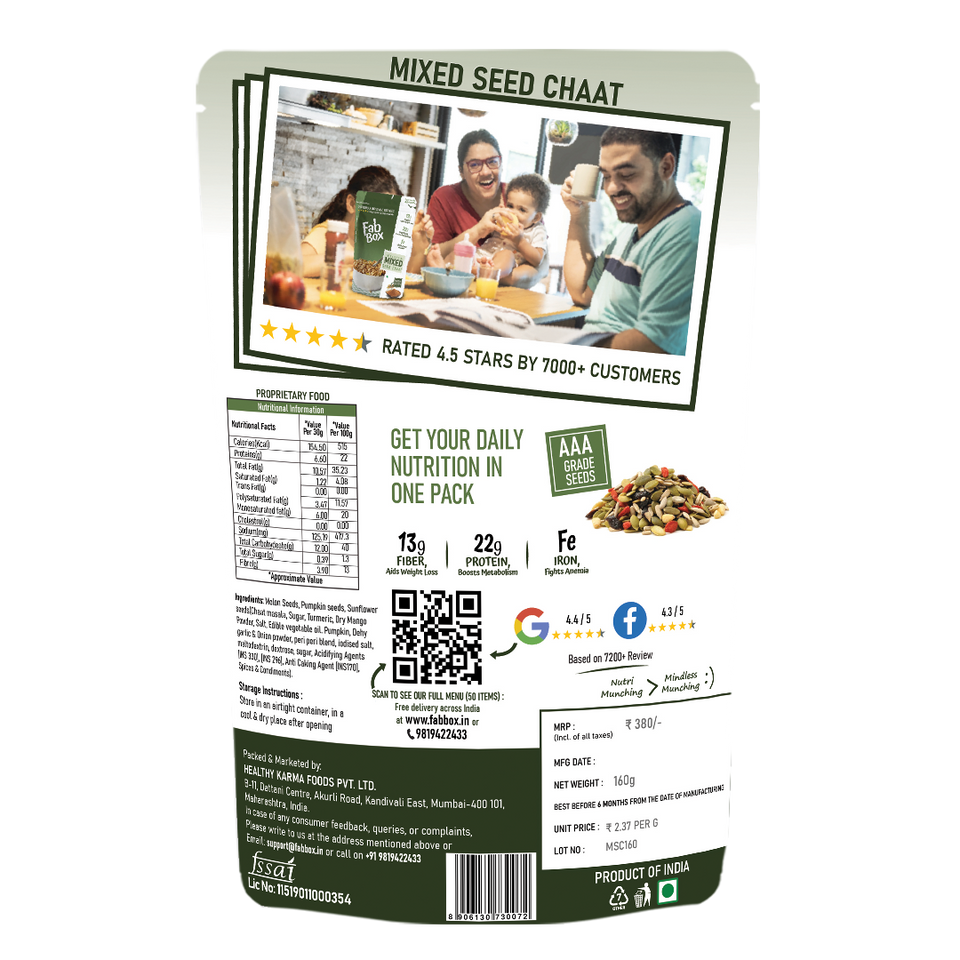 mied seed chaat product back cover packet