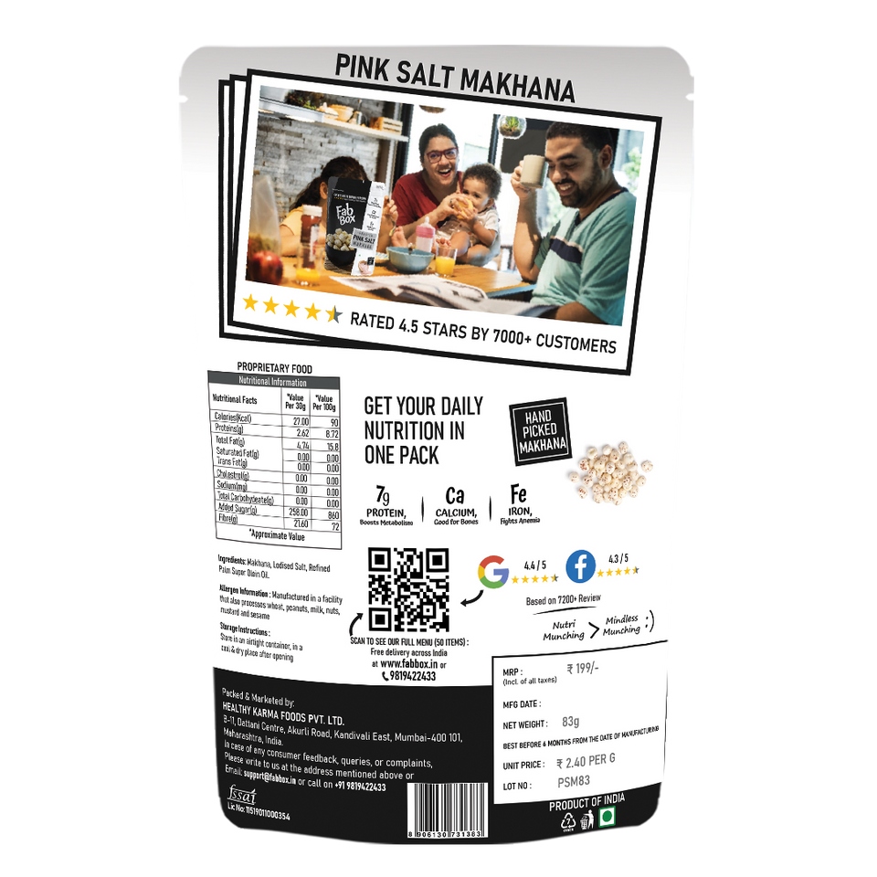 pink salt makhana product back cover packet