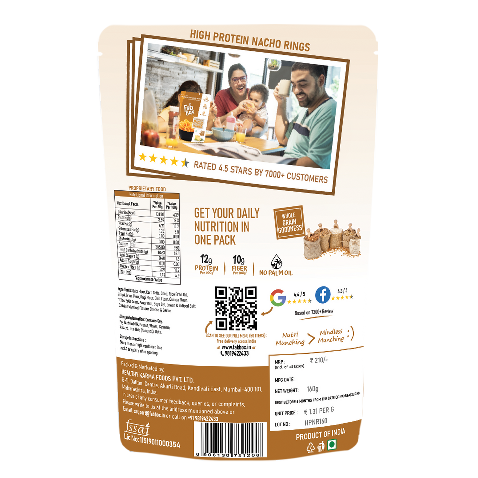 high protein nacho millet rings product front cover packet