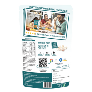 chaat flavoured makhana product back cover packet