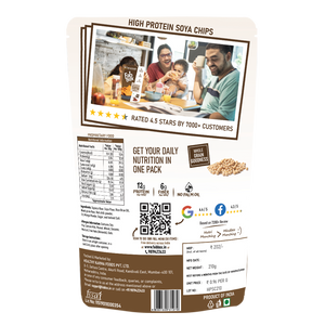 high protein soya chips product back cover packet