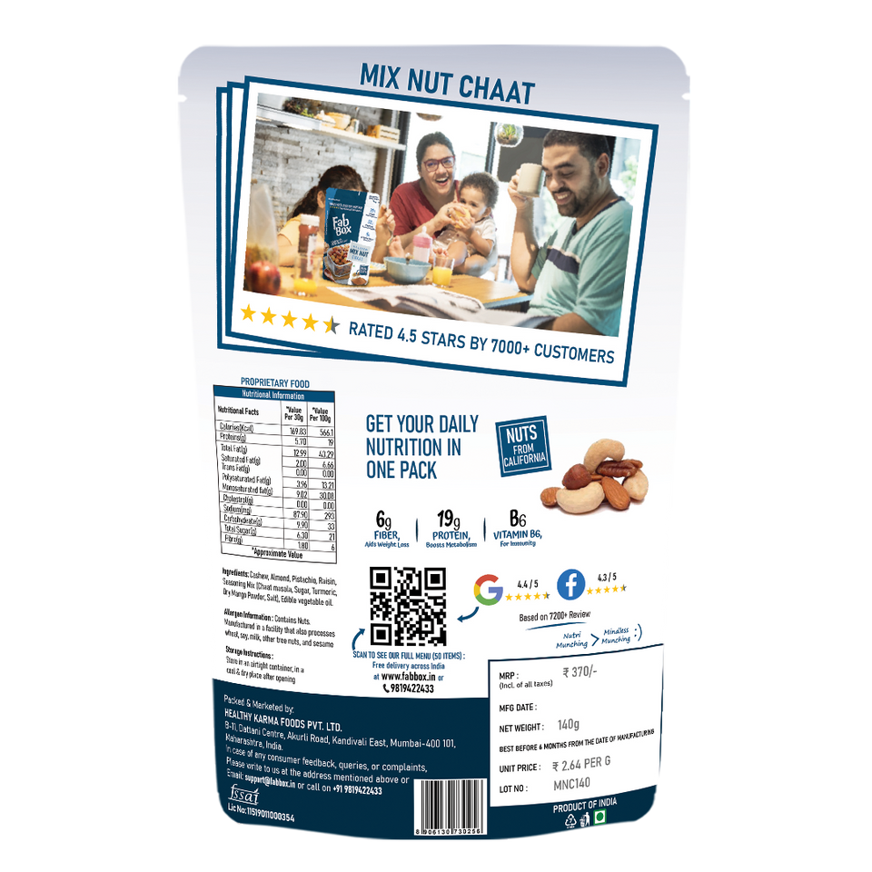 mix nut chaat product back cover packet