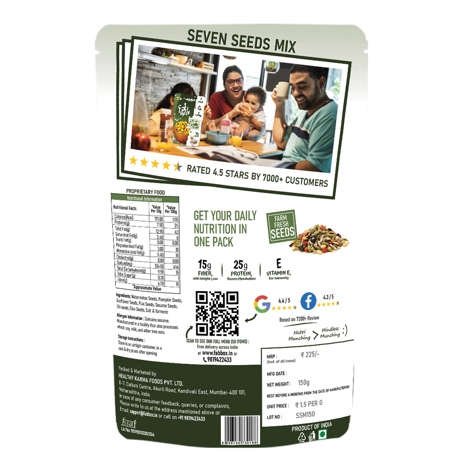 seven seeds mix product back cover packet