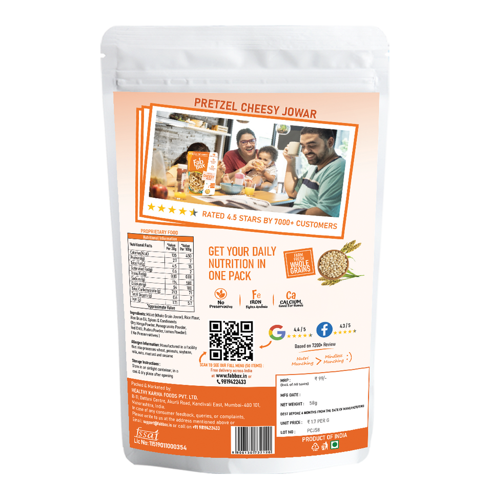 pretzel heesy jowar product back cover packet