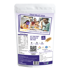 chaat millet sticks product back cover packet