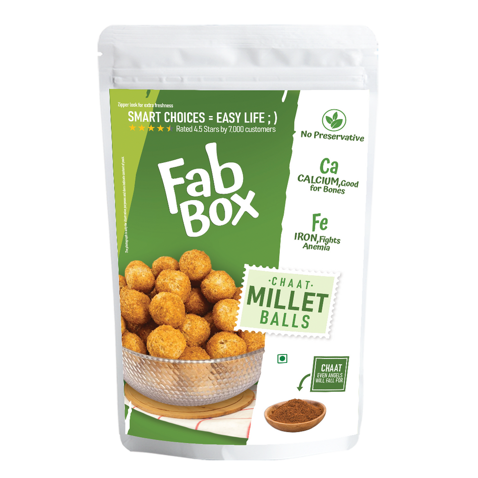 chaat millet balls product front cover packet